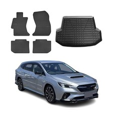 Fußmatten & Kofferraumwanne Set für Subaru Levorg 2015-2020 Gummi Schwarz 5x