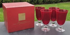 Lenox Holiday Gems Ruby Red All Purpose Glasses Crystal Goblet Set Of 4 