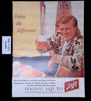 1961 Schlitz Enjoy The Difference Guy Has Beer Cold-Cuts & Cheese Print Ad 50458