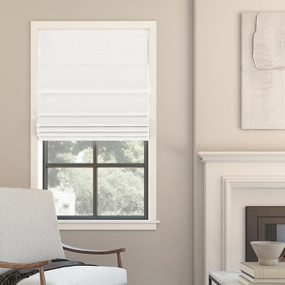 29''x64'' Sun Zero Somerton Textured 100% Blackout Cordless Roman Shade White