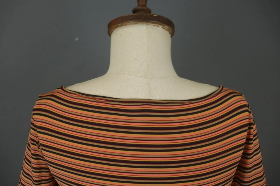 Vestido Gigli Multi Rayas Manga Larga Calce Ajustado Cuello Redondo Pullover Bodycon Talla 46 Foto 4 de 4