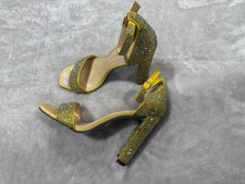 Betsey Johnson Sb-rina heeled sandal in light gold with rhinestones
