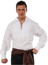 Men's Swashbuckler White Lace Up Pirate Shirt Costume XLarge 42-46