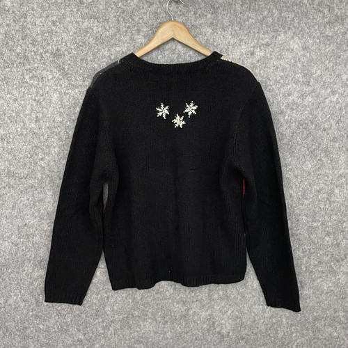 Vintage 90s Croft Barrow Womens Embroidered Holiday Sweater Size L Grannycore - Picture 3 of 8