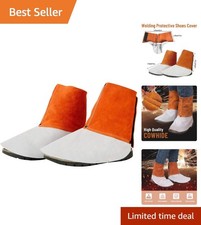 Heat  Abrasion Resistant Welding Spats - Versatile Leather Shoe Covers, 1 Pair