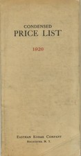 Eastman Kodak Company / CONDENSED PRICE LIST OF PHOTOGRAPHIC MATERIALS 1920