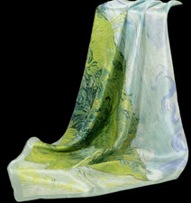 100 Silk 35" large Square Scarf Women Wrap neckerchief floral green MY226-3