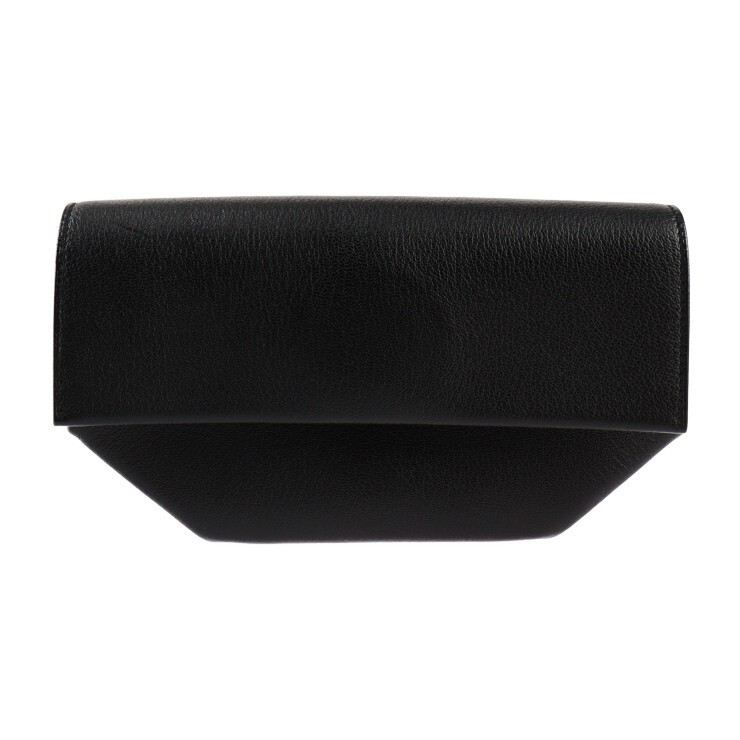 HERMES OPLI 071966CK Clutch Bag Chevre Black Silver Hardware 400201