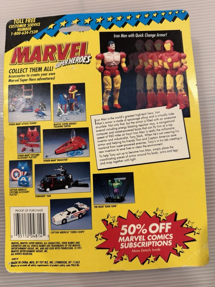 Marvel Superheroes Iron Man Quick Change Armor 6" Figure 1991 Toy Biz Vintage  - Image 2 of 3