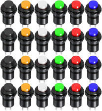 24pcs 12mm Latching Push Button Switch SPST ON/OFF AC 250V/1.5A 125V/3A, Lockabl