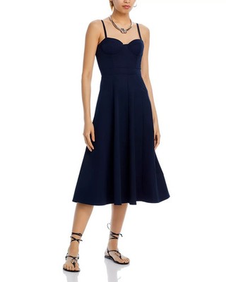 Aqua Bustier Midi Dress - Navy