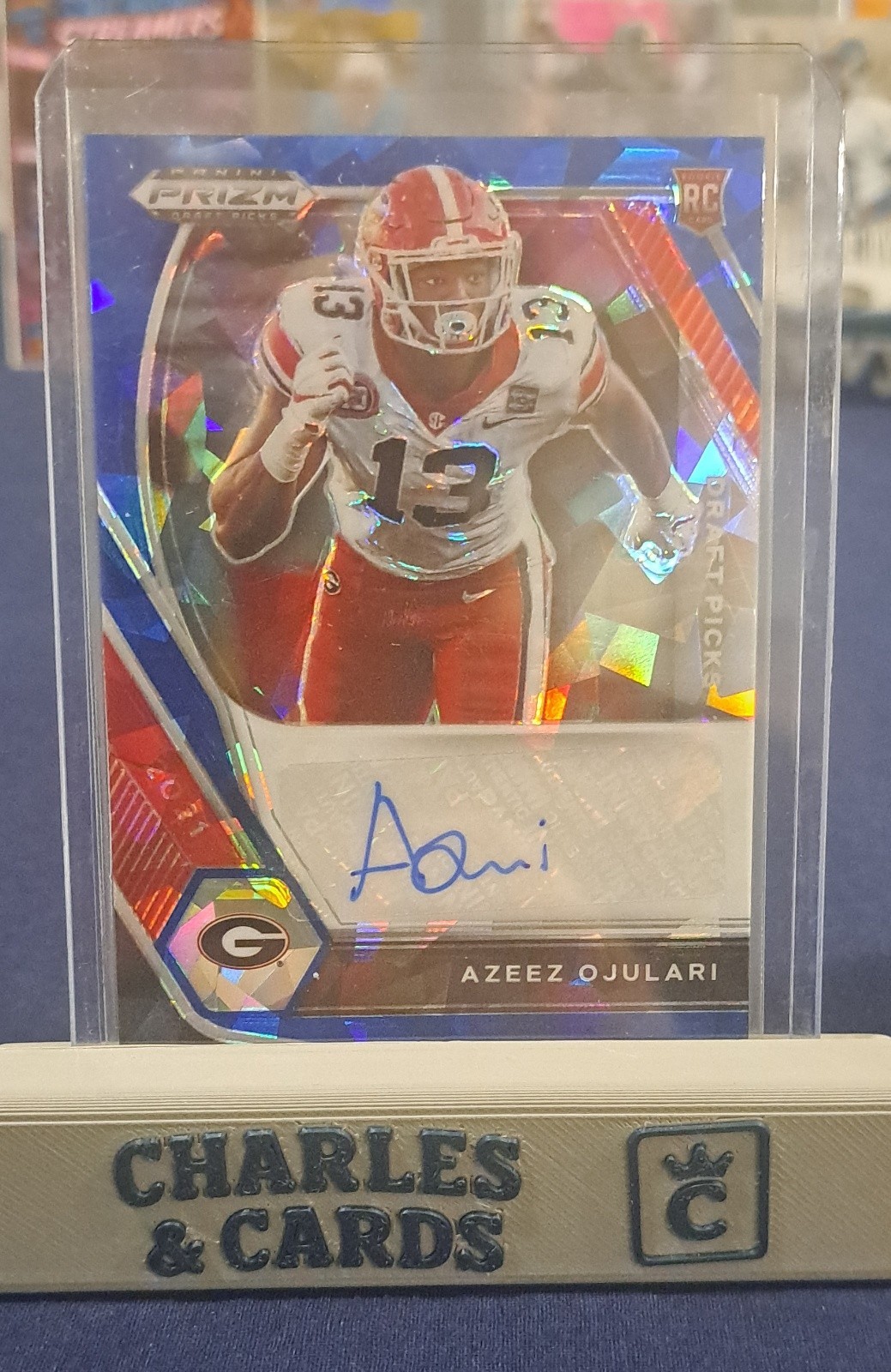 2021 Panini Prizm Draft Picks - Autographs Azeez Ojulari  Blue Ice Prizm /75 RC
