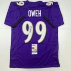 Autographed/Signed ODAFE OWEH Baltimore Purple Football Jersey JSA COA Auto