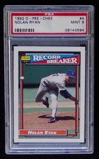 1992 O-PEE-CHEE NOLAN RYAN #4  RECORD BREAKERS  PSA 9  **  MINT  **
