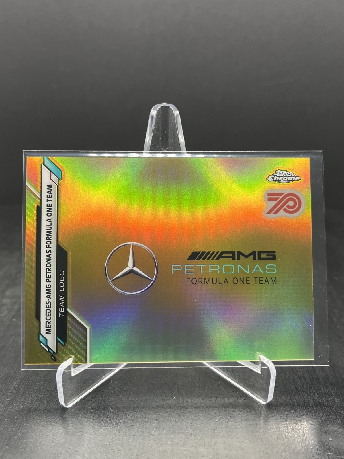 2020 Topps Chrome F1 Mercedes-AMG Petronas Team Logo 70th Anniv Gold SP #112