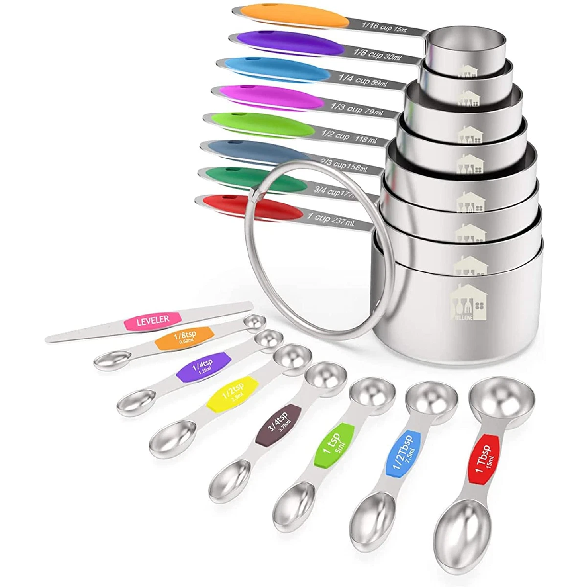Wildone Measuring Cups And Magnetic Measuring Spoons Set 16Pcs