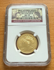 US 2014 W Gold 1/2 oz $10 NGC MS70 First Spouse Series - Florence Harding