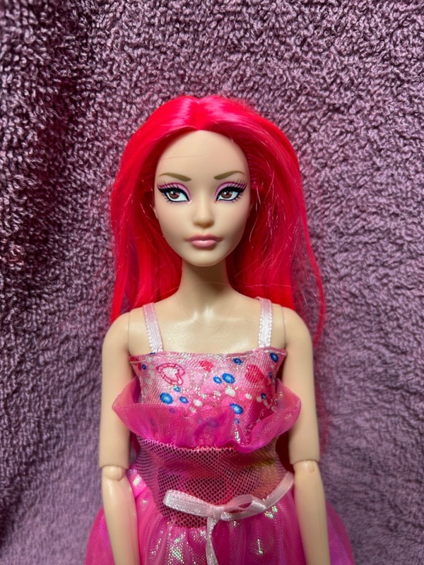 Rerooted Barbie Doll Karl Face Articulated Body Pink Hair