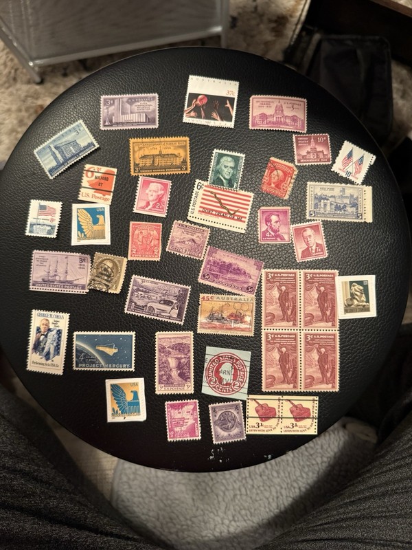 60 Vintage US & AU postage stamps