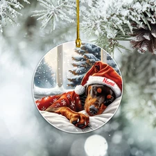 Personalized Doberman Pinscher Dog Christmas Ornament, Love Dog Ornament Gift
