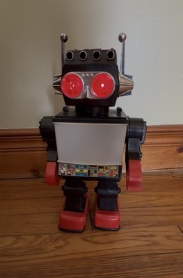 Vision Toys Vintage 13'' SATURN Space Robot Toy 1980s Battery Powered WORKs Video