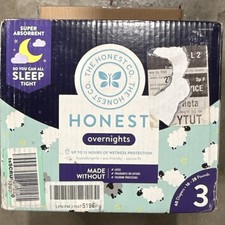 The Honest Company Overnights Size 3 Diapers 60 Count Light Blue/White/Gray/Yel