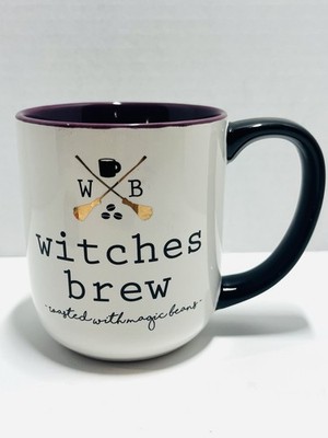 Witches Brew (roasted with magic beans)  White w/ Black Handle Coffee Tea Mug 