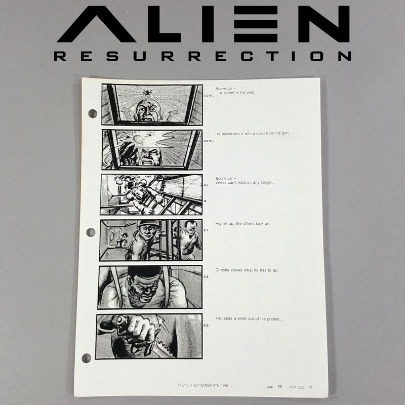 Image 11 of Alien: Resurrection - Production Used Storyboard, Crew Climbs Ladder, Movie Prop
