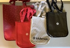 Lululemon 7 Reusable Tote Bags - 1 Large, small 2 Red, 2 Cream, 2 Black