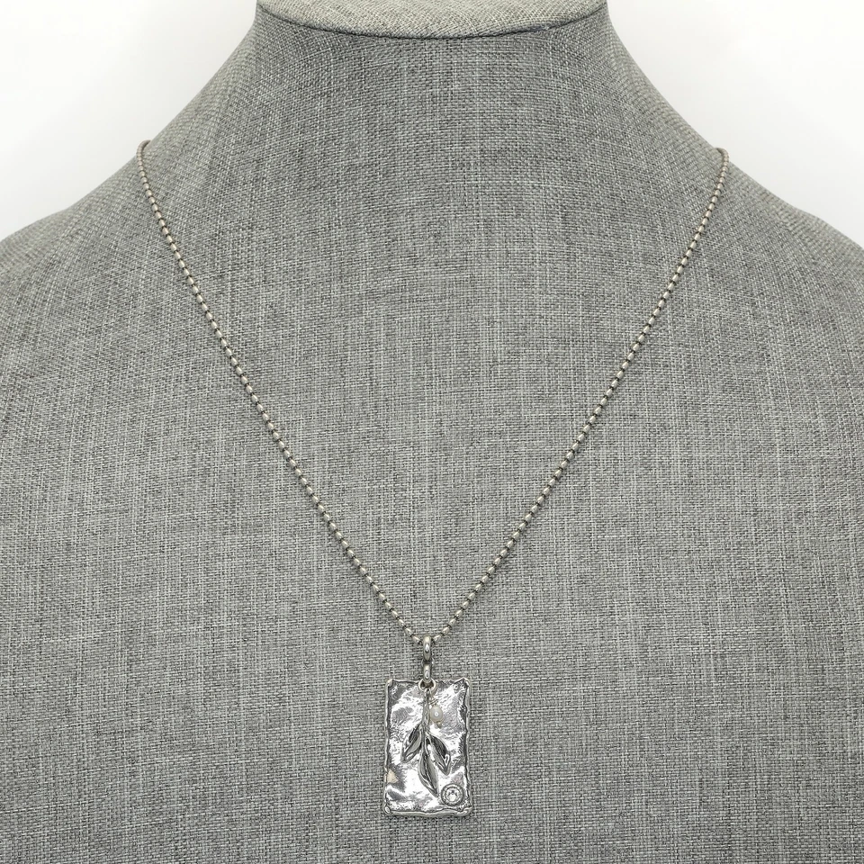 Collar de cadena de cuentas Silpada retirado de cristal de ley y perlas HOJA RAMITA N2275 Foto 2 de 4