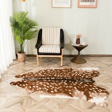 Faux Fur Tiger Cow Deer Zebra Print Area Rug Animal Skin Hide Carpet Floor Mat