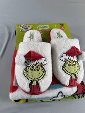 Dr Seuss Grinch Christmas Slippers Womens L 9 10 NWT