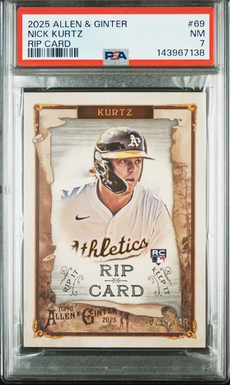 2025 Topps Allen & Ginter - Nick Kurtz RC #69 Rip Card - 22/199 - PSA - POP 1‼️