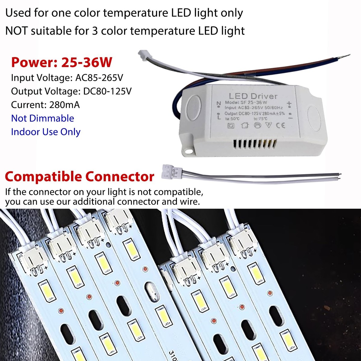 LED Driver 25-36W for Single Color Ceiling Strip Spot Light Module