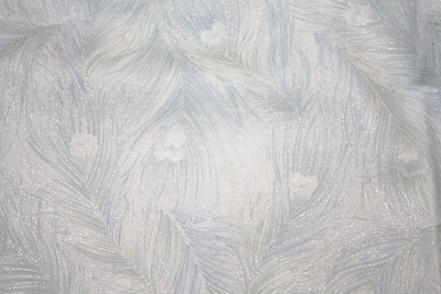 GLITTERY HEARTS AND FEATHERS IN BLUE AND SILVER FROM HOFFMAN- 100% COTTON FABRIC