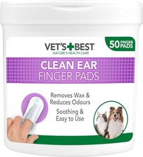 Vet's Best Ear Relief Finger Wipes | Ear Cleansing Finger Wipes for Dogs |