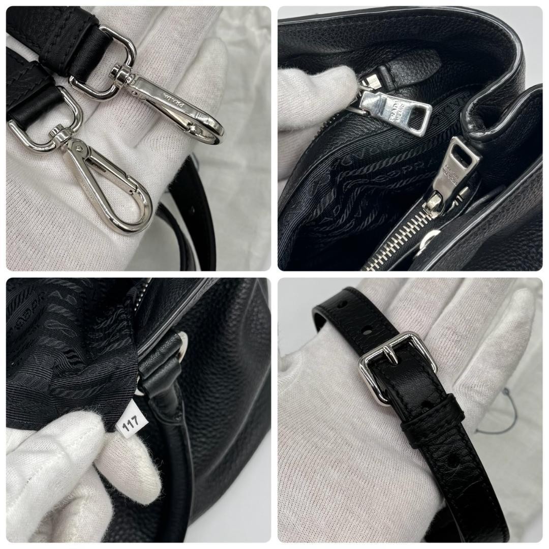 PRADA Triangular Logo 2 Way Leather Shoulder Hand… - image 8