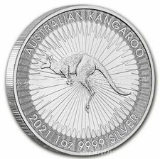UK 1oz solid 99.99% silver coin 2021 Kangaroo, Perth Mint, Uncirculated
