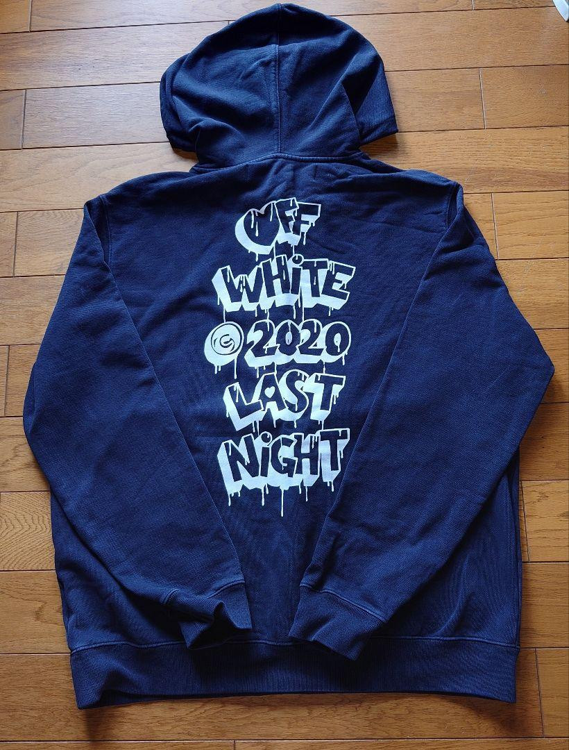 Off-White Cotton Graphic Pullover Hoodie Black Front Pocket L