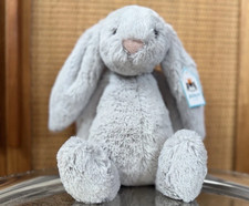 NWT Jellycat BASHFUL GREY BUNNY MEDIUM Authentic Plush Toy 12"