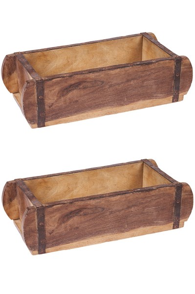 2Er Set Vintage Holzkiste Holztablett Aus Altholz-image