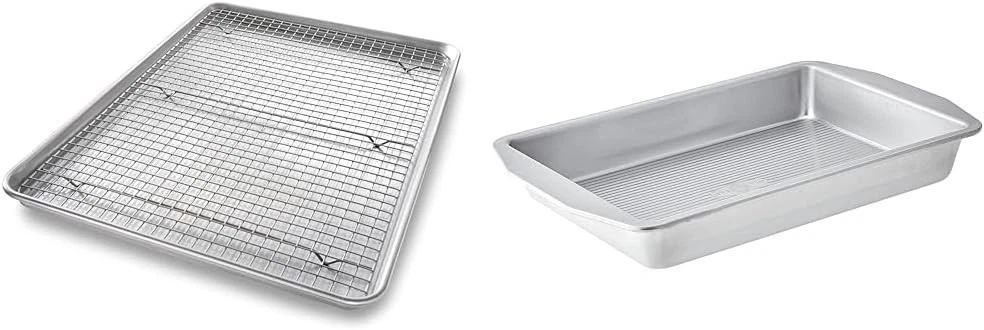 1607CR Extra Large Sheet Baking Pan & Bakeable Cooling Rack Set W/ 9x13 Inch