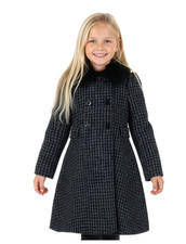 NWT Rothschild Girls Princess Dress Coat Rem. Faux Fur Black/Multi-6/6X, 7/8, 14