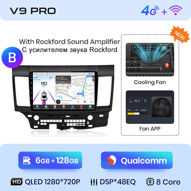 6+128GB 10.1"CarPlay Autoradio GPS Navi SWC Android 14 Für Mitsubishi Lancer - Bild 4 von 4