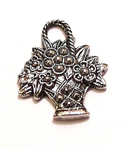 Vintage AVON Daisy Filled Flower Basket Marcasite Brooch Lapel Pin Tie Tack - Picture 4 of 6