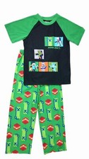 Minecraft Boy's Hostile Mob, Steve Short-Sleeved Pajama Set, Size Small 6/7