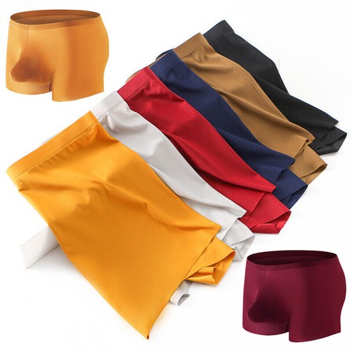 Ropa interior para hombres Calzoncillos boxer Pantalones cortos de seda helada Bragas Bolsa abultada Calzoncillos - - Imagen 3 de 28