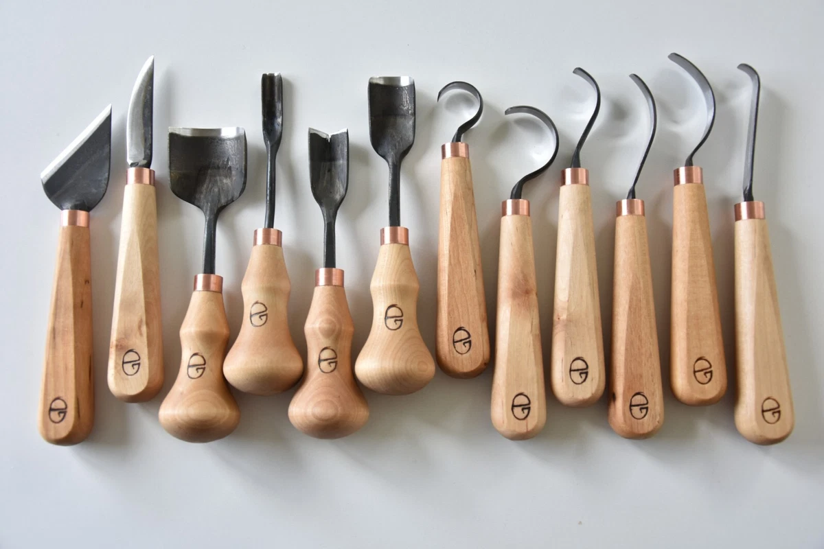 Spoon carving tools. Wood carving tool set 12 pcs. Spoon carving knife.