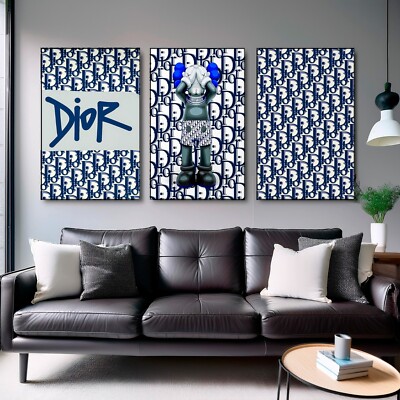 Hypebeast Kaws Dior Poster Set 3x Piece Wall Art Prints