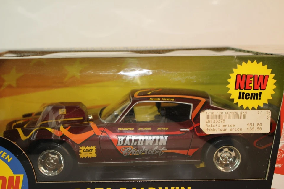 ERTL 1970 Chevy Camaro Baldwin Motion Dennis Ferrara 1:18 Diecast Stock Race Car - Image 2 of 4